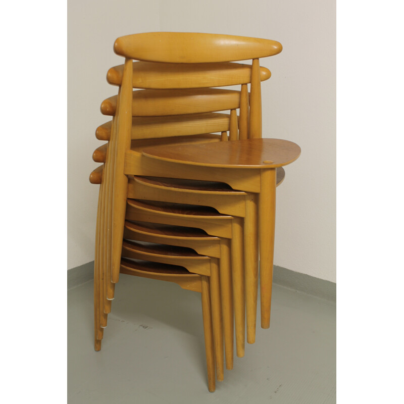 Ensemble de salle à manger "Heart" de Hans Wegner pour Fritz Hansen - 1960