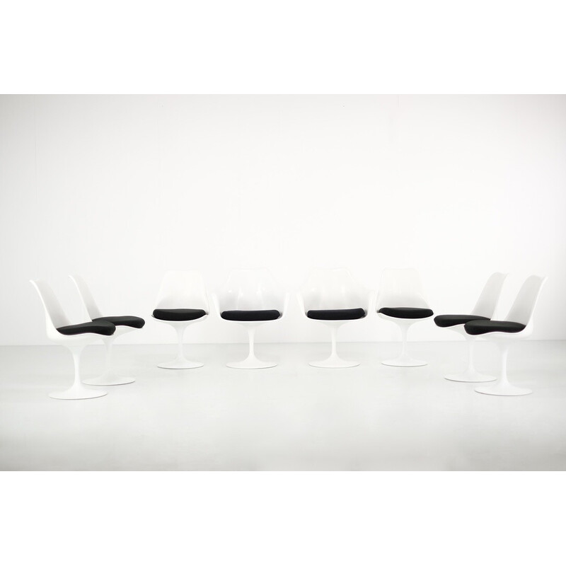 Ensemble de 6 chaises vintage "Tulipe" en fibre de verre et aluminium laqué par Eero Saarinen pour Knoll International, USA 1970
