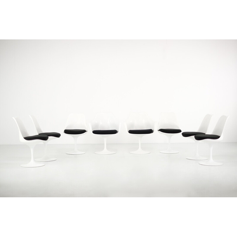 Set of 6 vintage "Tulipe" chairs in fiberglass and lacquered aluminum by Eero Saarinen for Knoll International, USA 1970