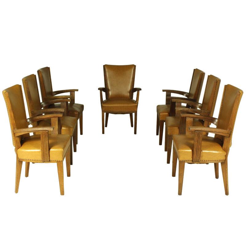Lot de 7 chaises vintage en chêne par Hendrik Wouda, 1920