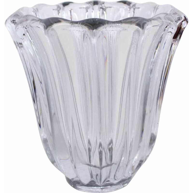 Vintage Art Deco crystal vase by Pierre d'Avesn for Daum, France 1930