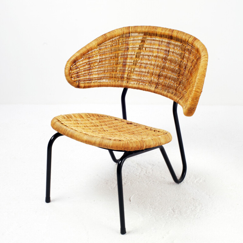 Rattan armchair 568 by Dirk Van Sliedregt for Gebr. Jonkers, Netherlands - 1950s