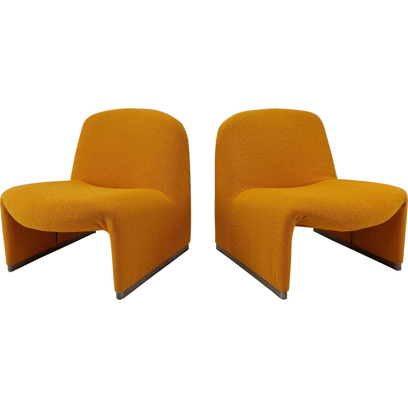 Set of 3 vintage Alky wool armchairs by Giancarlo Piretti for Artifort, 1980