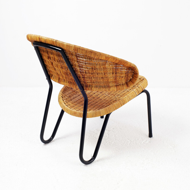 Rattan armchair 568 by Dirk Van Sliedregt for Gebr. Jonkers, Netherlands - 1950s