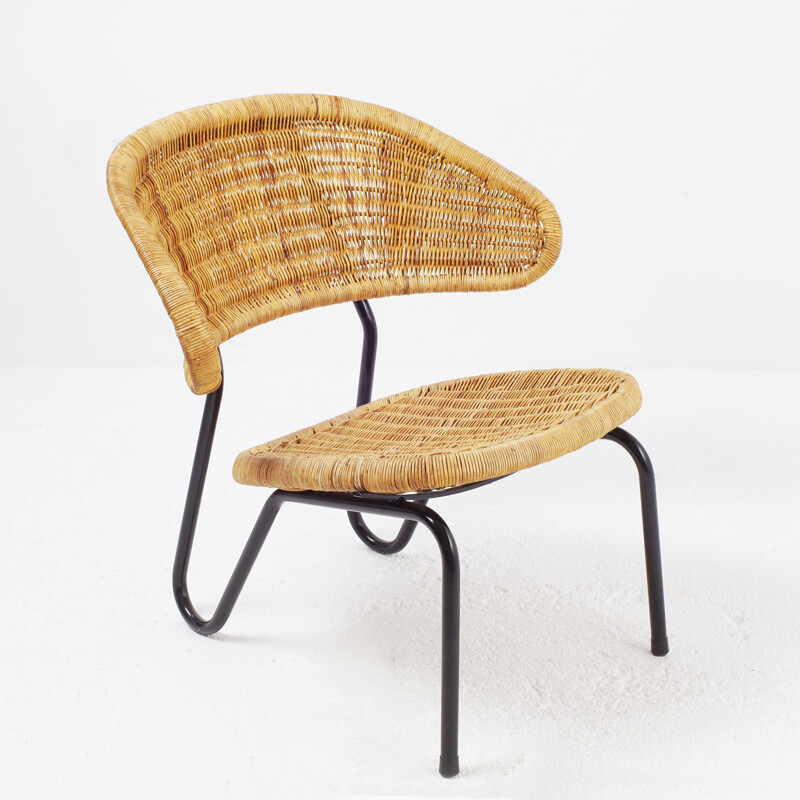 Rattan armchair 568 by Dirk Van Sliedregt for Gebr. Jonkers, Netherlands - 1950s