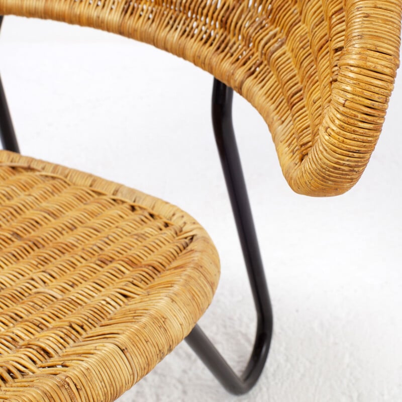 Rattan armchair 568 by Dirk Van Sliedregt for Gebr. Jonkers, Netherlands - 1950s