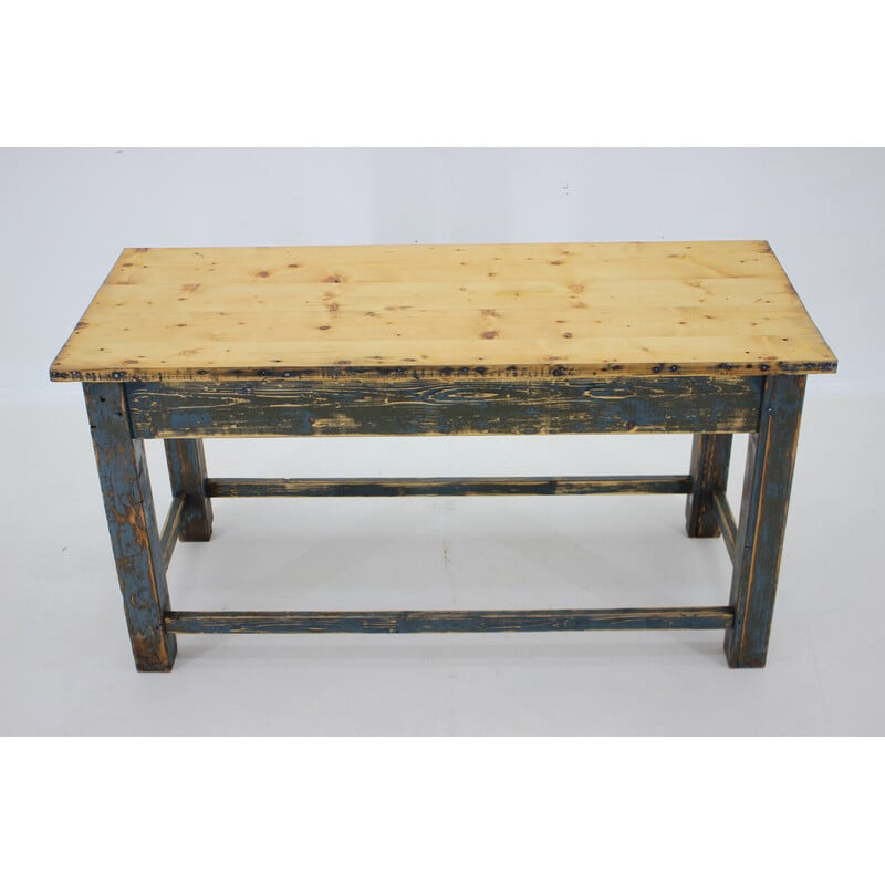 Vintage dining table in weathered pine wood, Czechoslovakia 1950