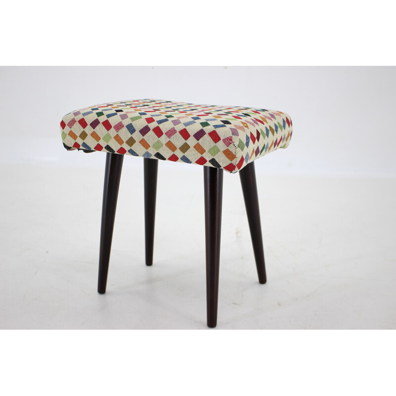 Tabouret vintage en hêtre, Tchécoslovaquie 1960