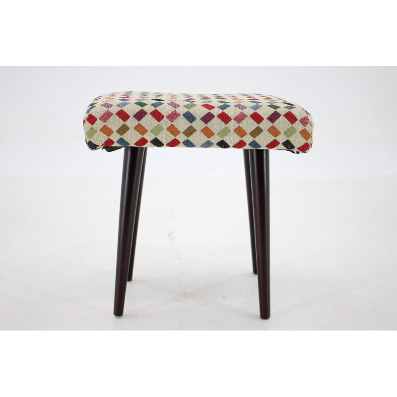 Tabouret vintage en hêtre, Tchécoslovaquie 1960