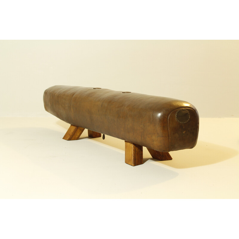 Vintage Leather Gymnastics Pommel Horse Bench