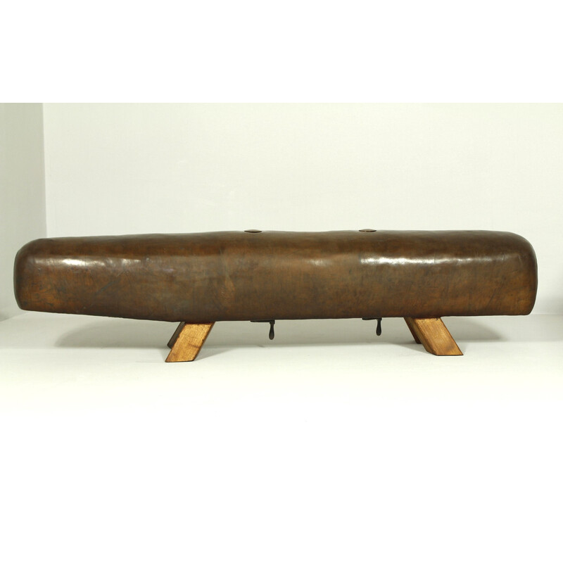 Vintage Leather Gymnastics Pommel Horse Bench