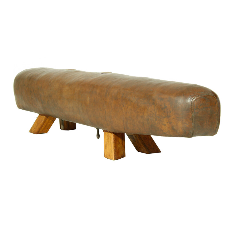 Vintage Leather Gymnastics Pommel Horse Bench