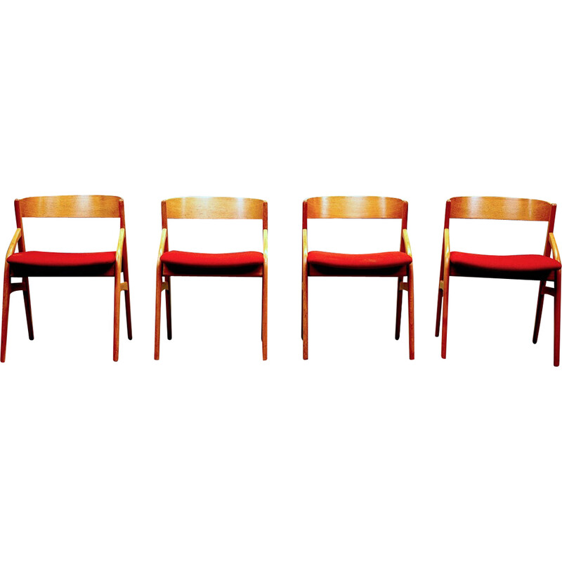 Set of 4 vintage teak model 16 dining chairs by Johannes Andersen for Uldum, Denmark 1959