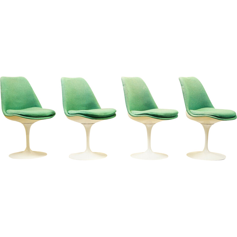 Lot de 4 chaises vintage Tulipe en plastique Abs et tissu par Eero Saarinen pour Knoll International, 1959