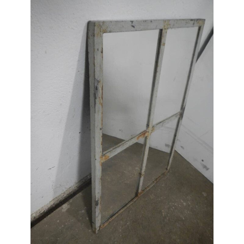 Vintage window mirror with iron frame