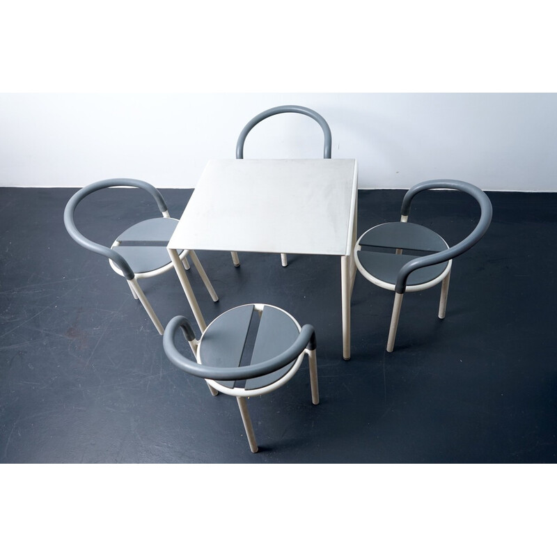 Vintage stainless steel and metal dining set by Fritz Hansen, Denmark 1999