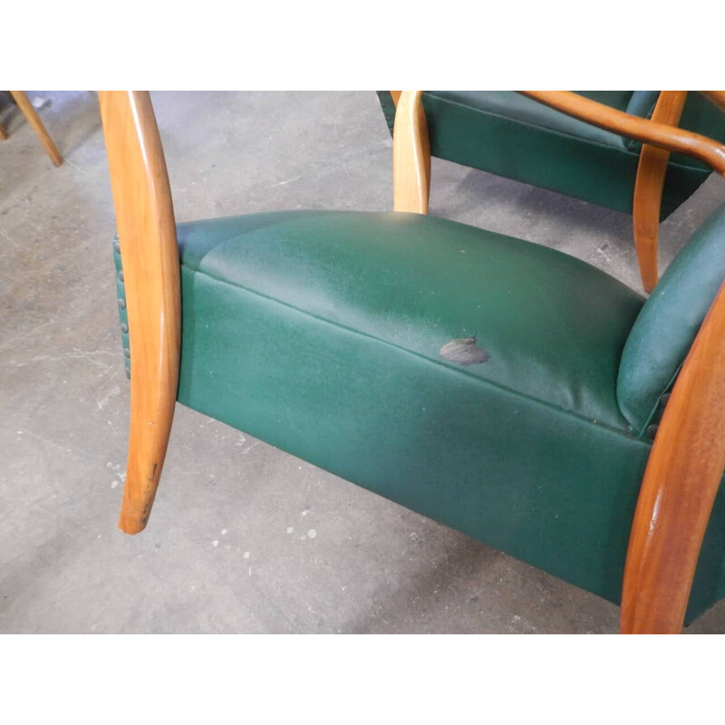 Vintage cherry wood sofa with coffee table