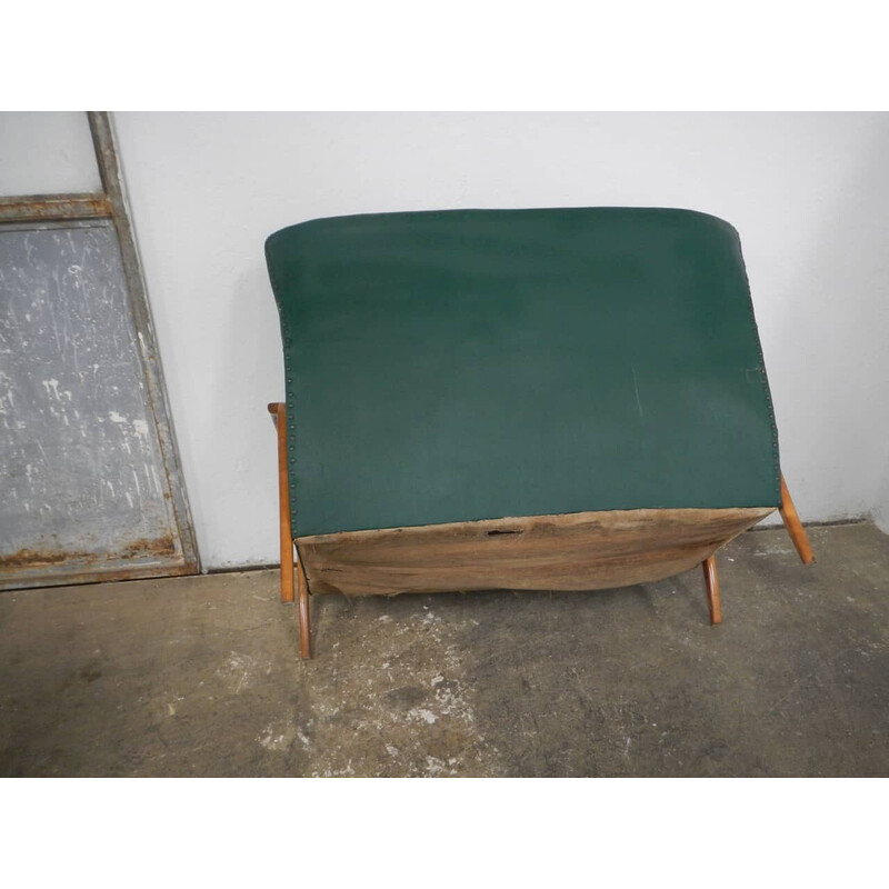 Vintage-Sofa aus Kirschholz mit Couchtisch