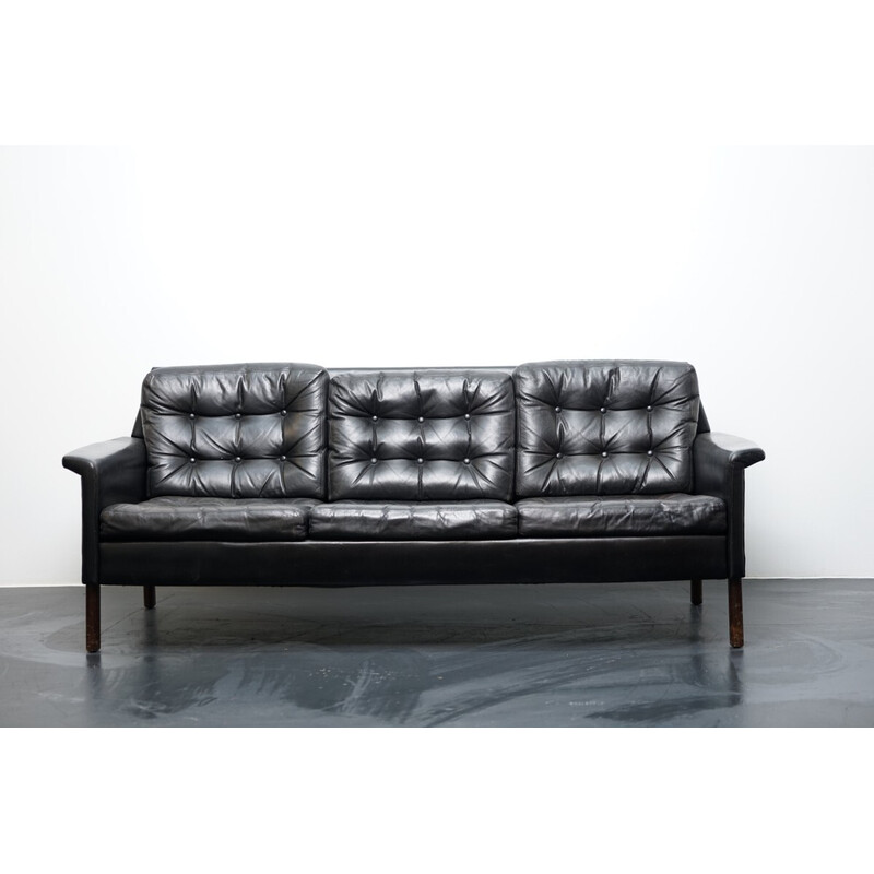 Vintage "Cube" 3-seater leather sofa for Kill International, Germany 1969