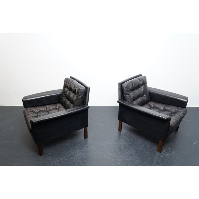 Pair of vintage aniline leather armchairs by Rudolf Glatzel for Kill International, Germany 1969