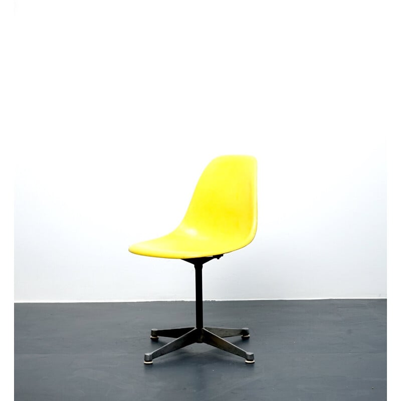 Vintage yellow fiberglass chair by Charles and Ray Eames for Herman Miller, Germany 1960