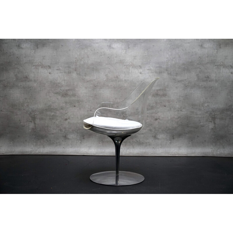 Chaise vintage champagne en acrylique par Estelle et Erwin Laverne, 1970