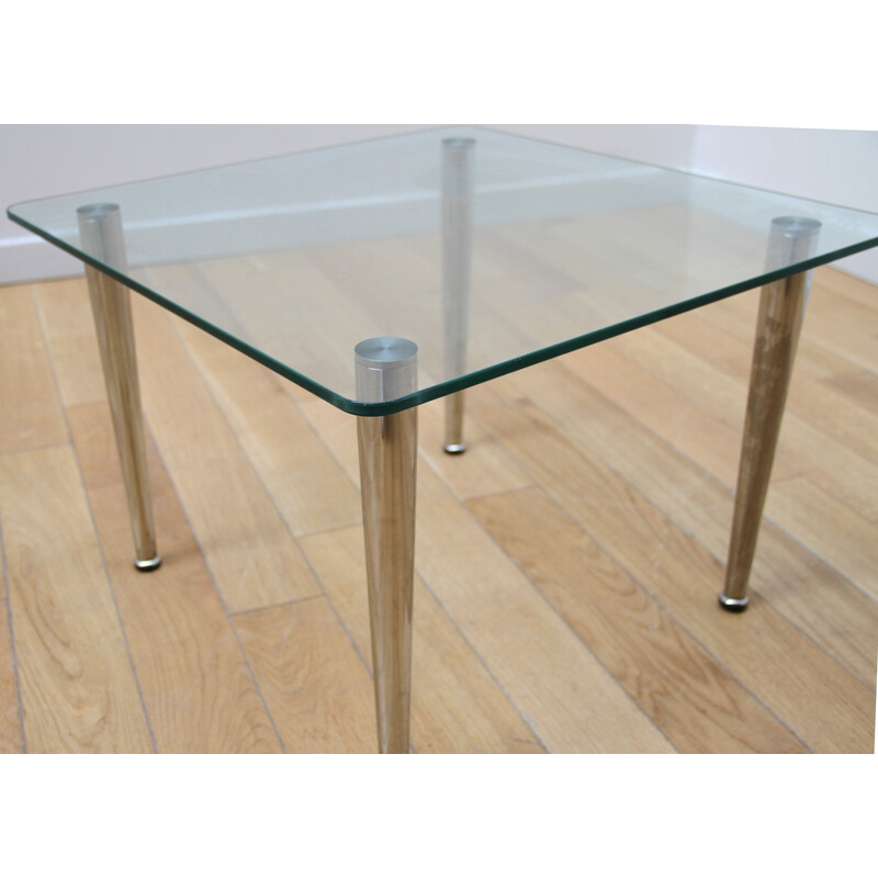Vintage designer coffee table in glass and chrome metal