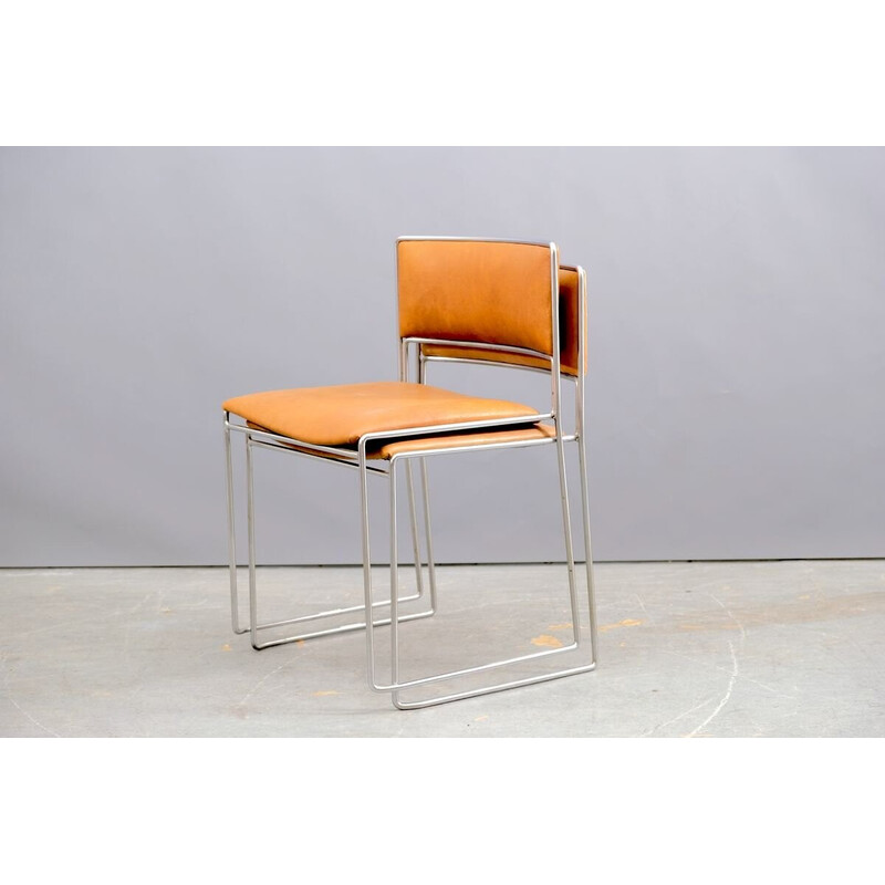 Paire de chaises à repas vintage en tissu et fer par Preben Fabricius et Jørgen Kastholm pour Kill International, Allemagne