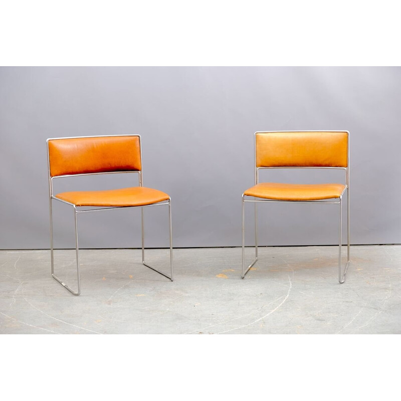 Paire de chaises à repas vintage en tissu et fer par Preben Fabricius et Jørgen Kastholm pour Kill International, Allemagne