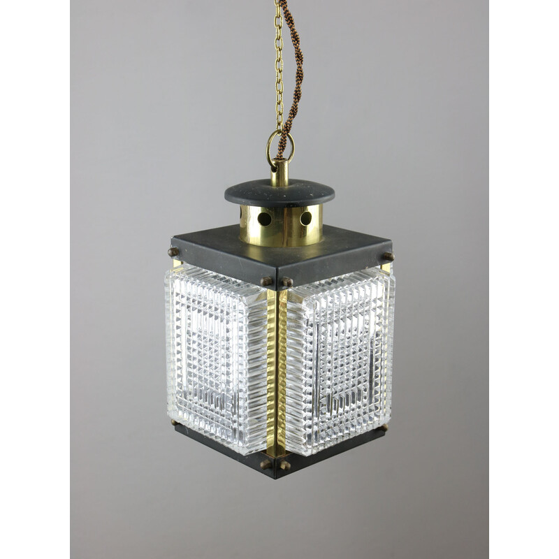 Vintage brass and glass lantern, Italy