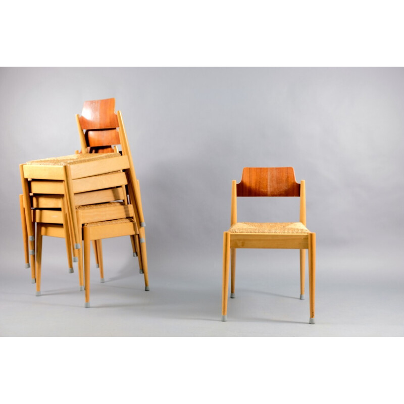 Set of 6 vintage side chairs by Egon Eiermann for Wilde and Spieth, 1950