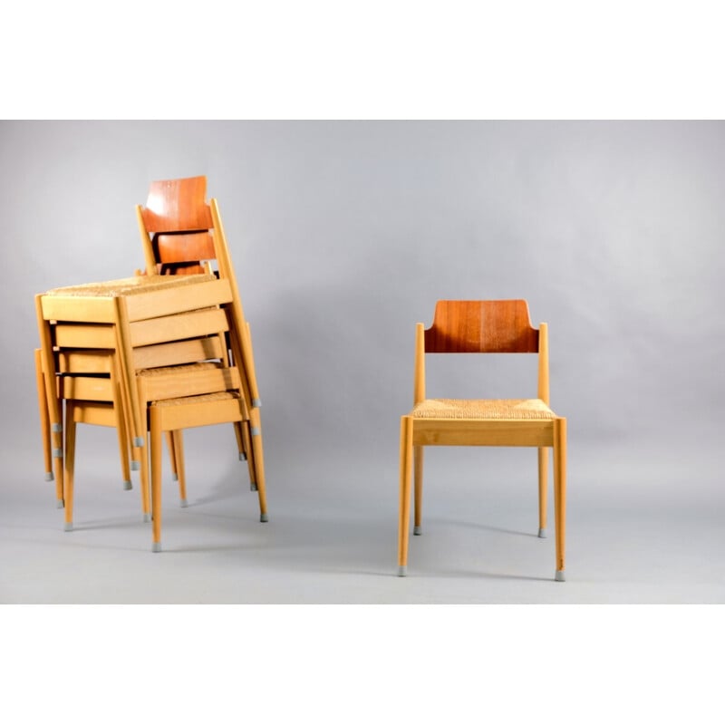 Set van 6 vintage bijzetstoelen van Egon Eiermann voor Wilde en Spieth, 1950