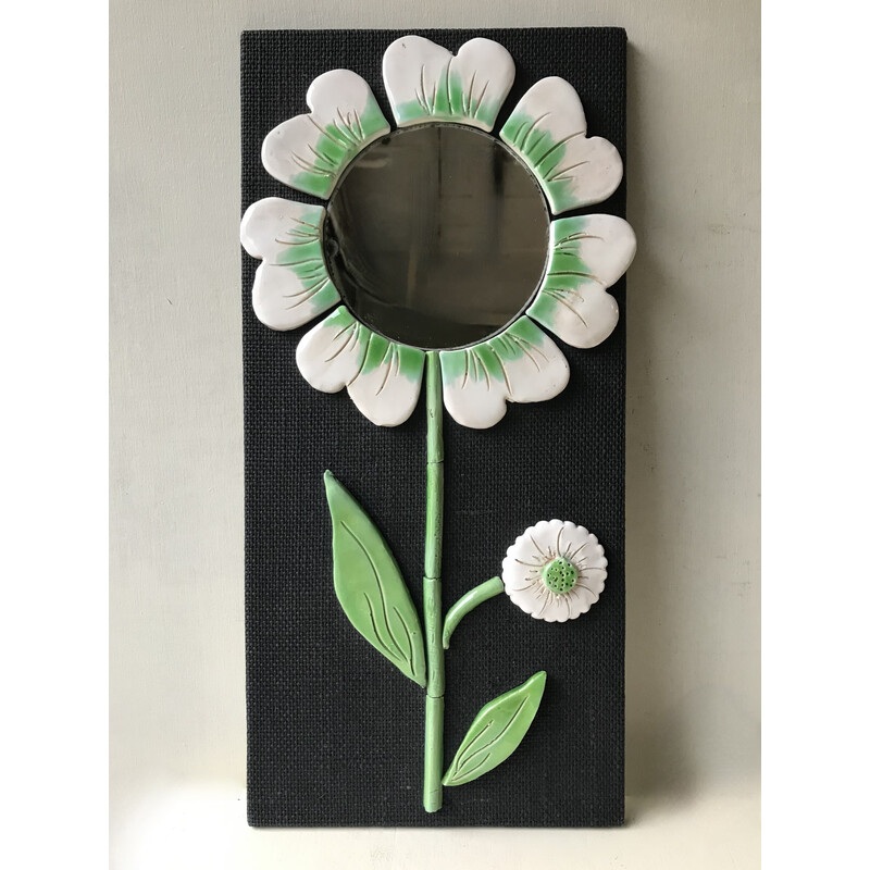 Vintage ceramic flower mirror