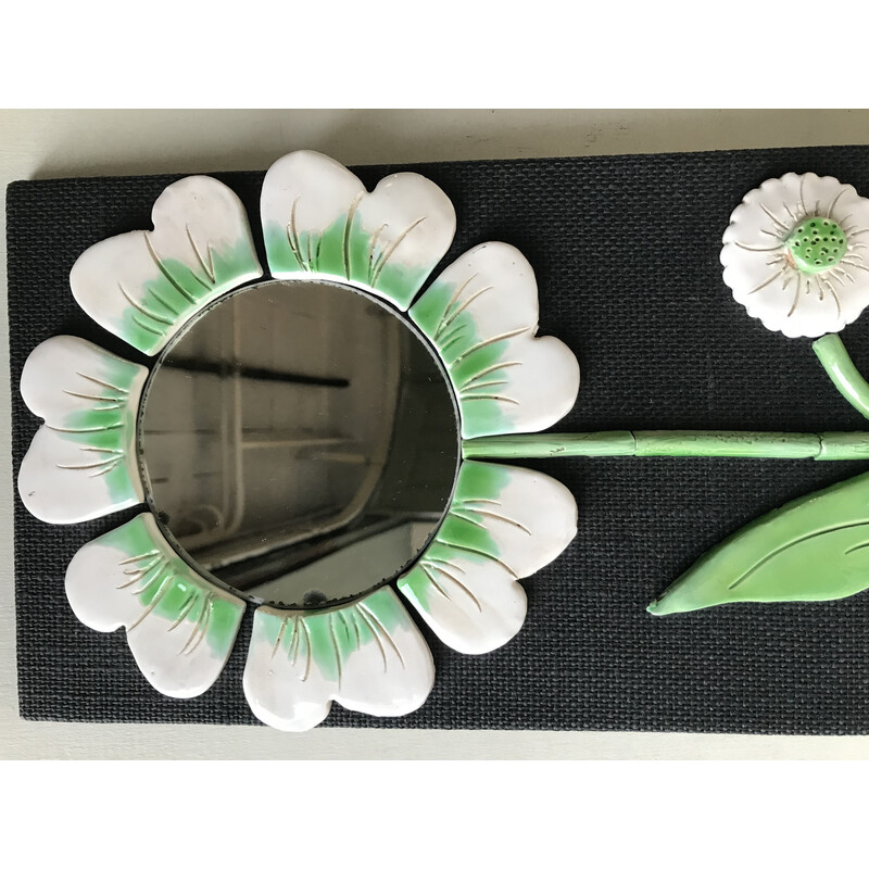 Vintage ceramic flower mirror