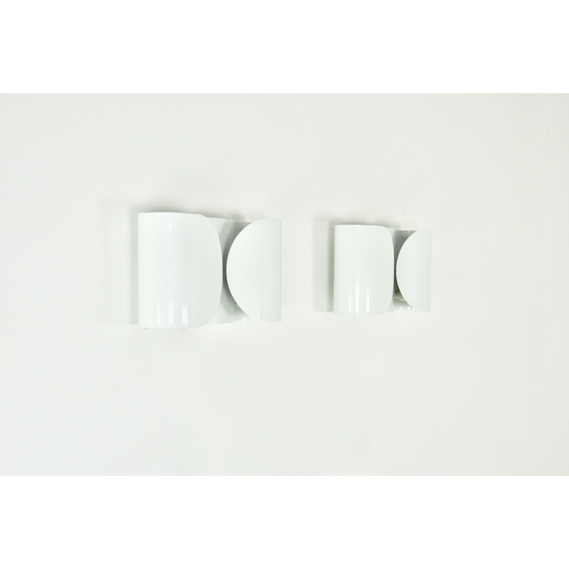 Pair of vintage white metal sconces by Tobia and Afra Scarpa for Flos, 1960