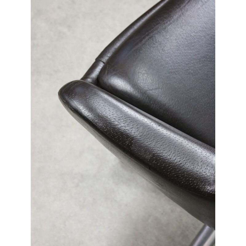 Vintage brown leather office chair, Italy