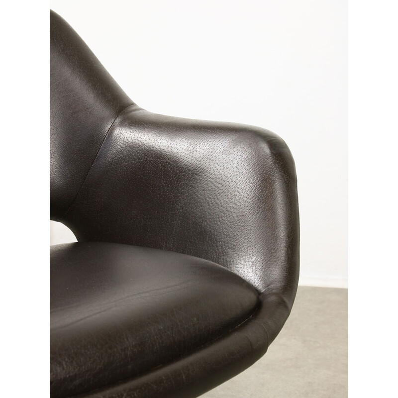 Vintage office chair in chocolate brown leather, Italy