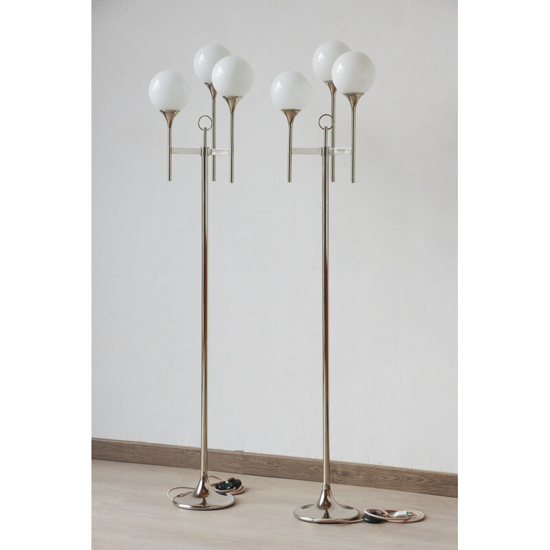 Vintage chrome-plated metal floor lamp by Gaetano Sciolari, Italy 1970