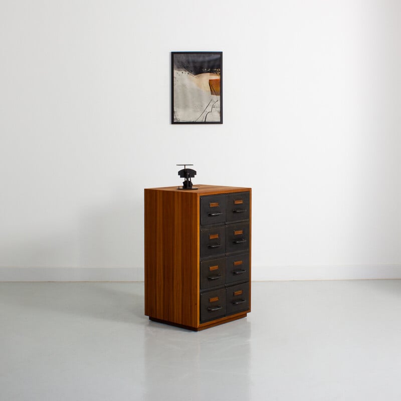 Vintage industrial furniture with teak cabinet