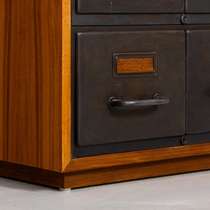 Vintage industrial furniture with teak cabinet
