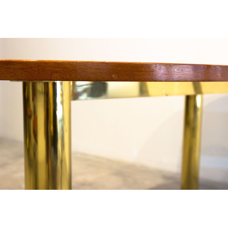 Brass and wooden bean shaped table * 1960s