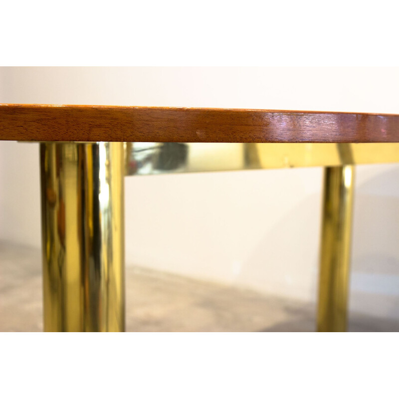 Table en bois et laiton en forme de haricot - 1960
