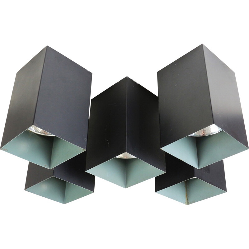 Set of 5 modern cubistic ceiling lights (R-320) by Raak Amsterdam - 1960s