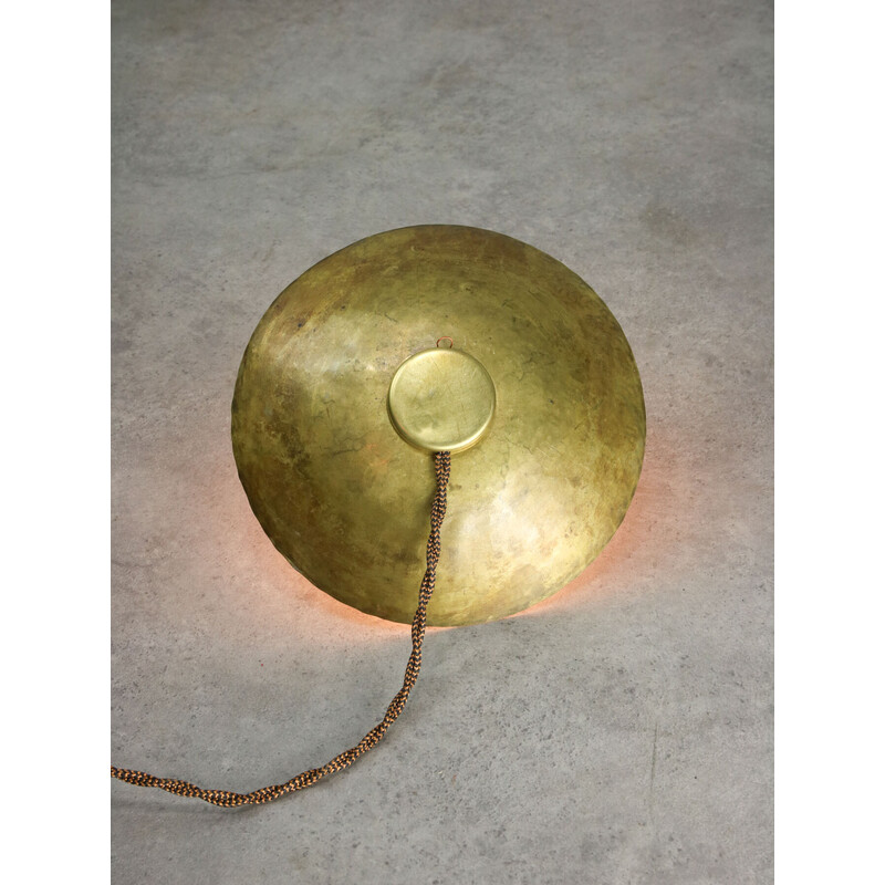 Vintage brass and opal glass table lamp, 1950