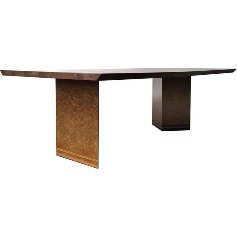 Saporiti dining table in bird's eye maple by Giovanni Offredi - 1960s