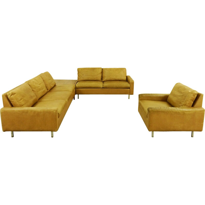 Huge lounge Sofa by Kaufeldde Sede in leather with Armchair 70s