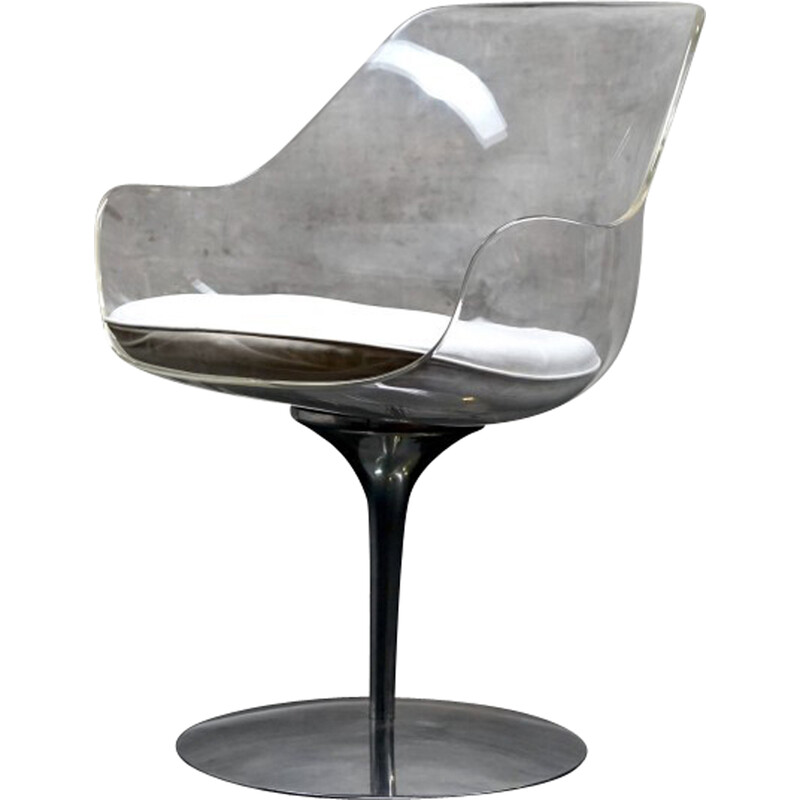 Vintage champagne acrylic chair by Estelle and Erwin Laverne, 1970