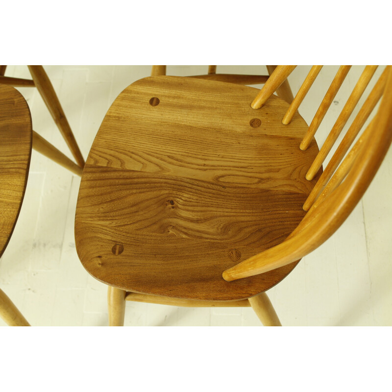 Ensemble de 4 chaises à repas vintage en bois courbé et frêne par Lucian Ercolani, 1960