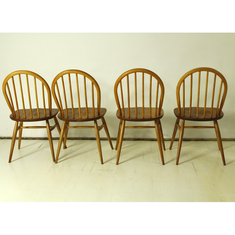 Conjunto de 4 cadeiras de jantar vintage em madeira de bétula e freixo de Lucian Ercolani, 1960