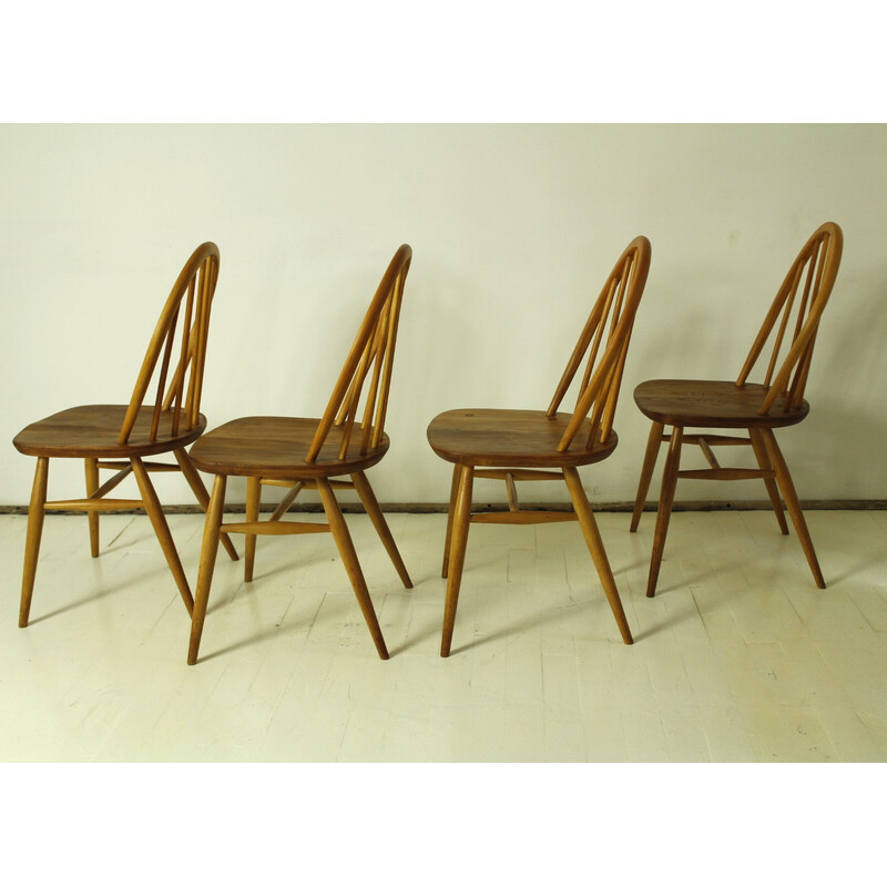 Set of 4 vintage dining chairs in bentwood and ash by Lucian Ercolani, 1960
